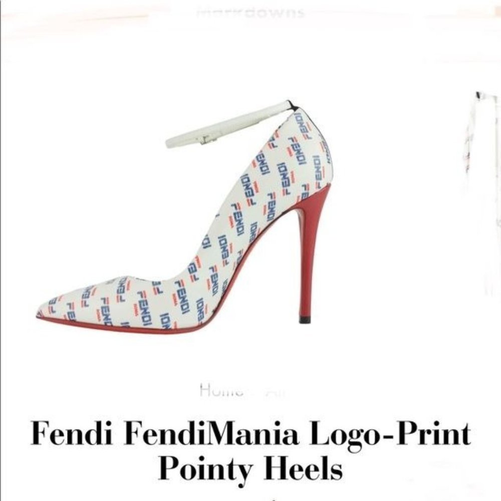AUTHENTIC fendi mania logo-print heels 9.5 NIB